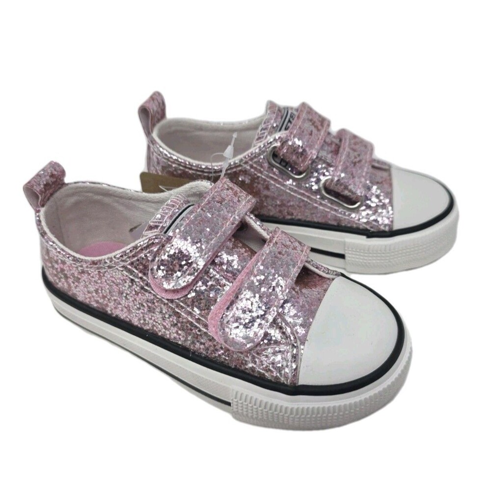 Weestep Kids Metallic Pink Confetti Slapstick Canvas Sneakers Size 6 Toddler